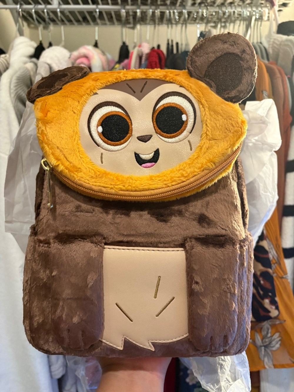 Loungefly | Star Wars | Plush Pocket Wicket Ewok | Mini Backpack